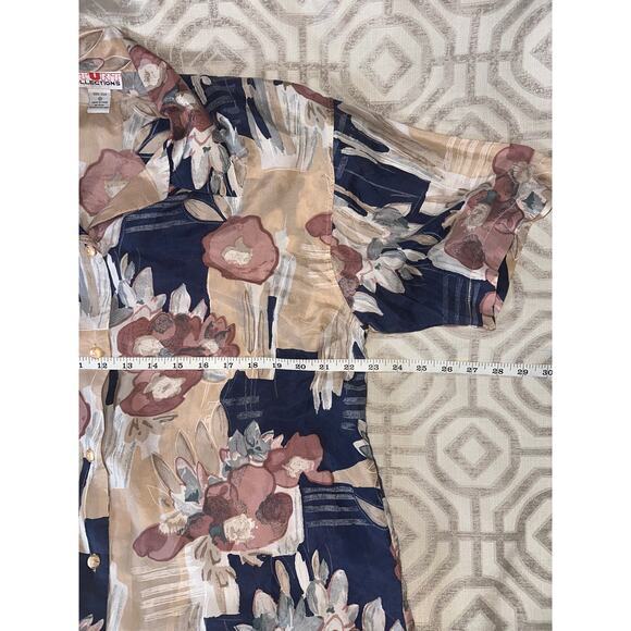 Stunt Collection Vintage 100% Silk Blouse Women’s M Floral‎ Print Shoulder Pads - Picture 4 of 10